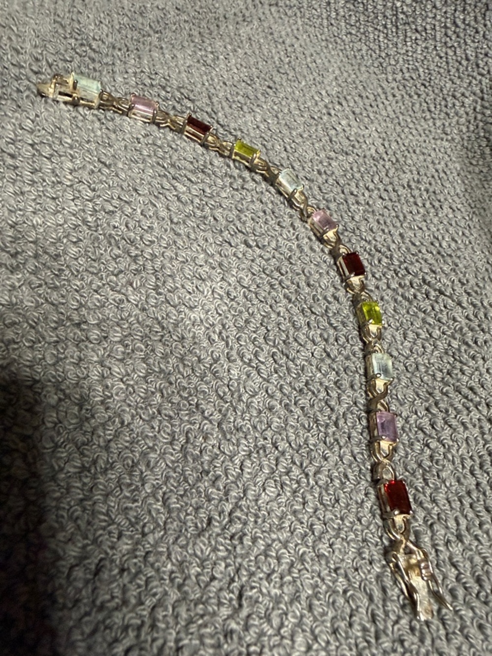 Sterling Silver Multi-Gemstone Tennis Bracelet - Multi Color